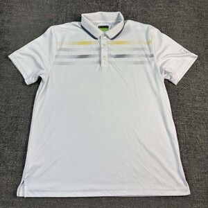 PGA Tour Pro Series Polo Shirt Mens XL White Striped Athletic Fit Short Sleeve